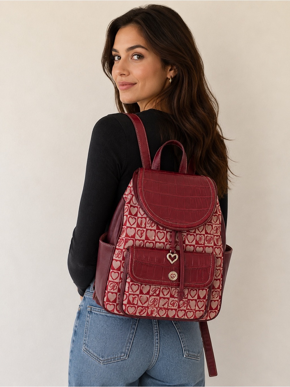 Brighton Red and Pink Heart Backpack